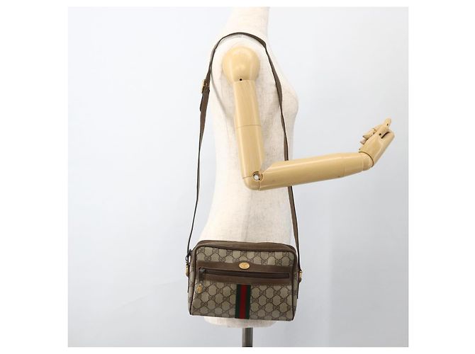 Borsa Sherry Line GG Supreme Web di GUCCI in PVC beige e oro 75 02 004 Auth BAZ578 D'oro - vista 22