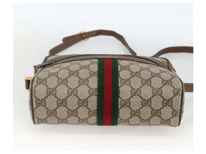 Borsa Sherry Line GG Supreme Web di GUCCI in PVC beige e oro 75 02 004 Auth BAZ578 D'oro - vista 5