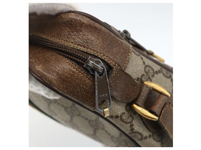 Borsa Sherry Line GG Supreme Web di GUCCI in PVC beige e oro 75 02 004 Auth BAZ578 D'oro - vista 9