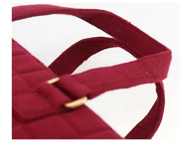 CHANEL Borsa a Mano Choco Bar Cotone Bordeaux Oro CC Auth BAZ870 D'oro Bordò - vista 14