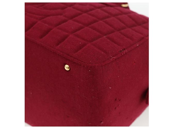 CHANEL Borsa a Mano Choco Bar Cotone Bordeaux Oro CC Auth BAZ870 D'oro Bordò - vista 15