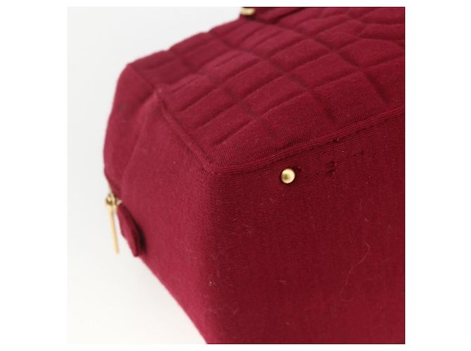 CHANEL Borsa a Mano Choco Bar Cotone Bordeaux Oro CC Auth BAZ870 D'oro Bordò - vista 16