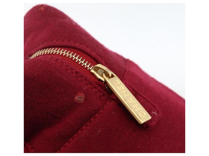 CHANEL Borsa a Mano Choco Bar Cotone Bordeaux Oro CC Auth BAZ870 D'oro Bordò - vista 18