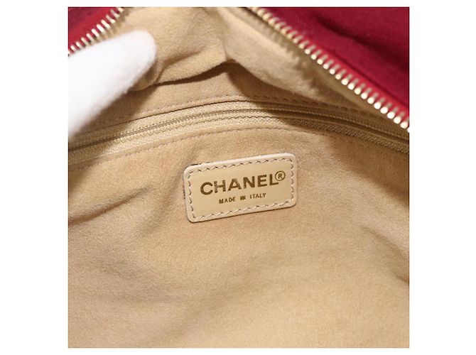 CHANEL Borsa a Mano Choco Bar Cotone Bordeaux Oro CC Auth BAZ870 D'oro Bordò - vista 19