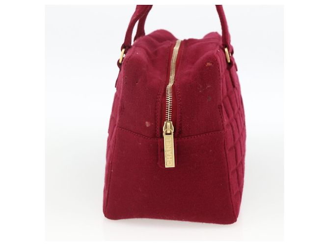 CHANEL Borsa a Mano Choco Bar Cotone Bordeaux Oro CC Auth BAZ870 D'oro Bordò - vista 3