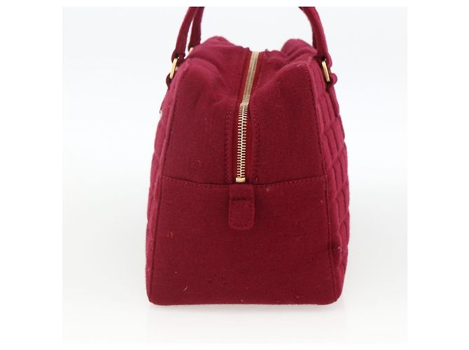 CHANEL Borsa a Mano Choco Bar Cotone Bordeaux Oro CC Auth BAZ870 D'oro Bordò - vista 4