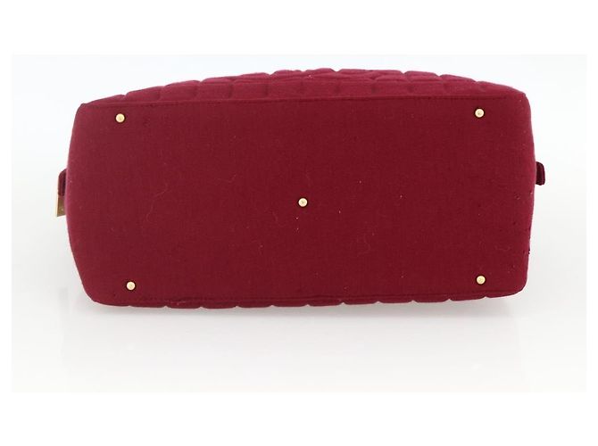 CHANEL Borsa a Mano Choco Bar Cotone Bordeaux Oro CC Auth BAZ870 D'oro Bordò - vista 5