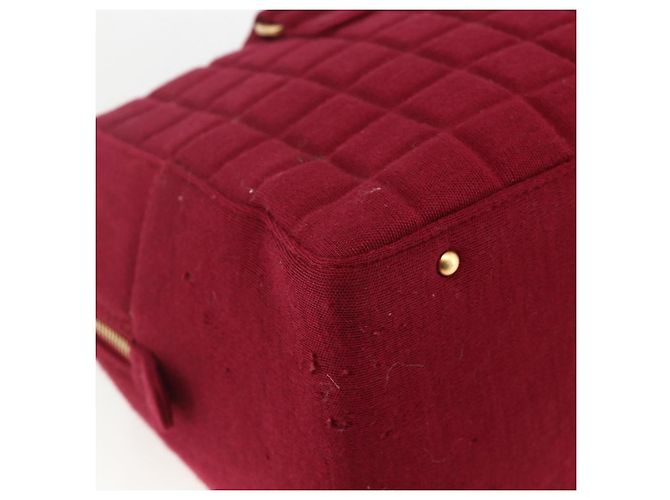 CHANEL Borsa a Mano Choco Bar Cotone Bordeaux Oro CC Auth BAZ870 D'oro Bordò - vista 8
