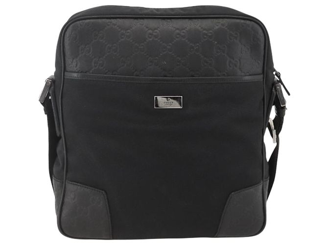 GUCCI GG Canvas Guccissima Schultertasche aus schwarzem Leder mit Silber 162783 Auth bs34249 - Ansicht 13