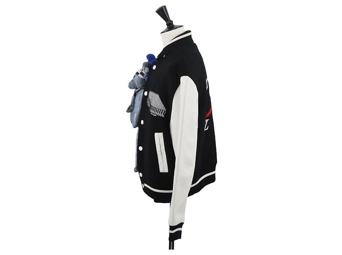 Schwarze Woll-Baseballjacke LOUIS VUITTON Puppet 1A8PML LV Auth BAZ826SM - Ansicht 3
