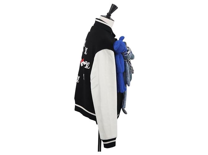 Schwarze Woll-Baseballjacke LOUIS VUITTON Puppet 1A8PML LV Auth BAZ826SM - Ansicht 4