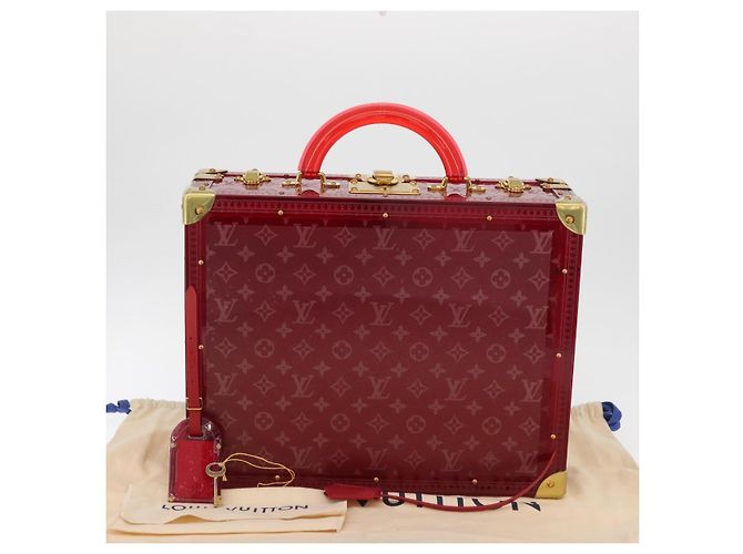 LOUIS VUITTON Monograma Transparente Cotoville 40 Trunk Vidro M13182 Auth 167157SM Vermelho - vista 12