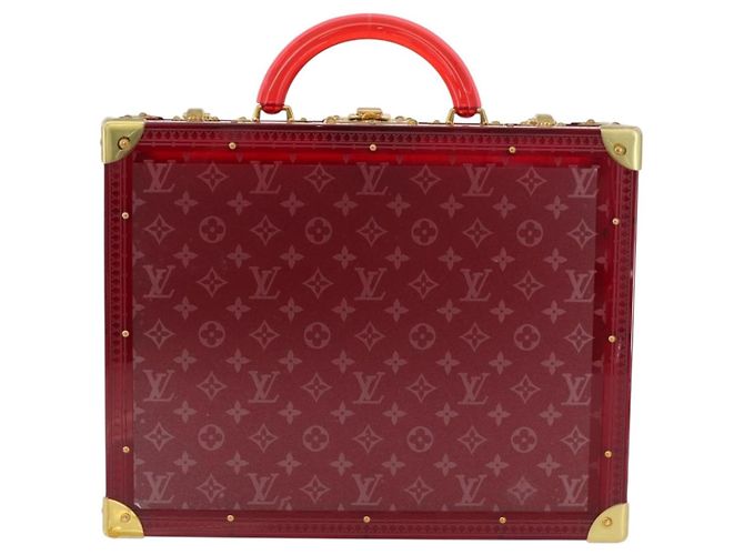 LOUIS VUITTON Monograma Transparente Cotoville 40 Trunk Vidro M13182 Auth 167157SM Vermelho - vista 13