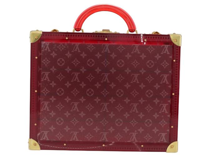 LOUIS VUITTON Monograma Transparente Cotoville 40 Trunk Vidro M13182 Auth 167157SM Vermelho - vista 2