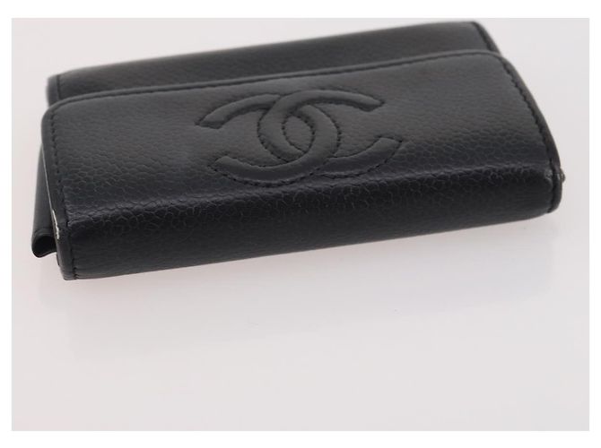 CHANEL Portafoglio Matelassé Pelle Caviar Nylon 3 Set Nero Grigio Blu Navy CC Auth bs34162 Marrone - vista 11