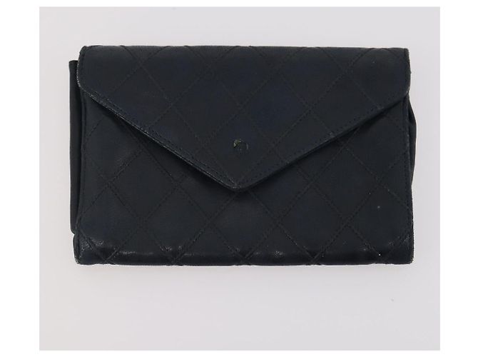CHANEL Portafoglio Matelassé Pelle Caviar Nylon 3 Set Nero Grigio Blu Navy CC Auth bs34162 Marrone - vista 14