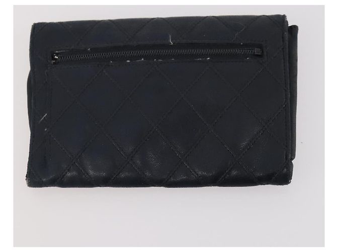 CHANEL Portafoglio Matelassé Pelle Caviar Nylon 3 Set Nero Grigio Blu Navy CC Auth bs34162 Marrone - vista 15