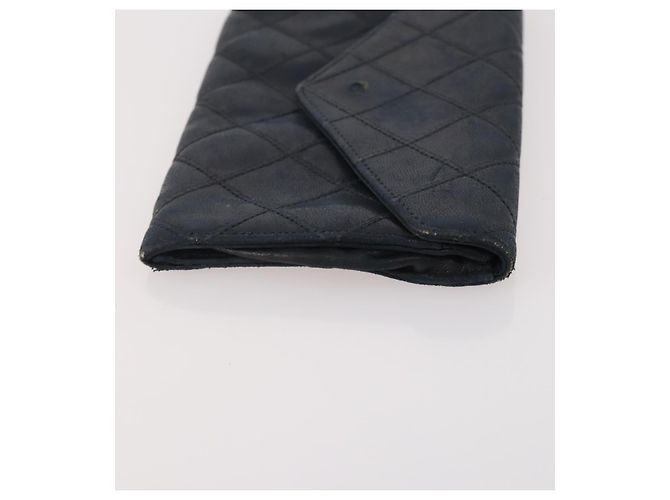 CHANEL Portafoglio Matelassé Pelle Caviar Nylon 3 Set Nero Grigio Blu Navy CC Auth bs34162 Marrone - vista 16