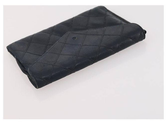 CHANEL Portafoglio Matelassé Pelle Caviar Nylon 3 Set Nero Grigio Blu Navy CC Auth bs34162 Marrone - vista 17
