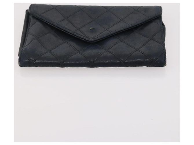 CHANEL Portafoglio Matelassé Pelle Caviar Nylon 3 Set Nero Grigio Blu Navy CC Auth bs34162 Marrone - vista 18