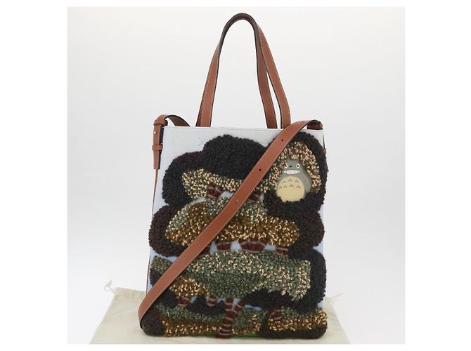 LOEWE - Borsa 2way My Neighbor Totoro Studio Ghibli Marrone Argento Auth 167153SM - vista 12