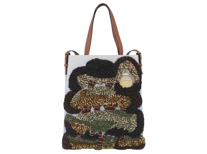 LOEWE - Borsa 2way My Neighbor Totoro Studio Ghibli Marrone Argento Auth 167153SM - vista 13