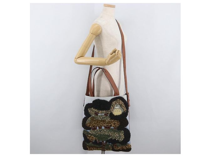 LOEWE - Borsa 2way My Neighbor Totoro Studio Ghibli Marrone Argento Auth 167153SM - vista 25