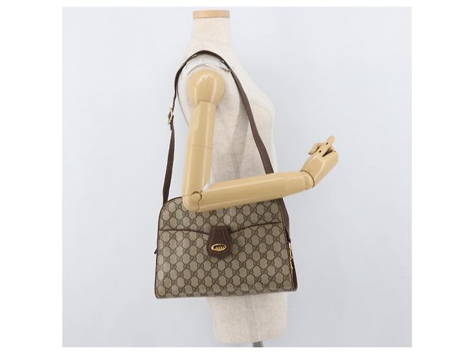 Gucci Borsa a Spalla GG Supreme PVC Beige Oro Auth SW2211 D'oro - vista 22