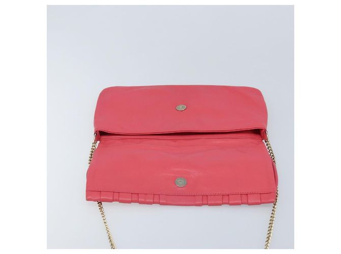 VALENTINO Borsa a Spalla con Catena Pelle Rosa Oro Auth mr2223 D'oro - vista 18