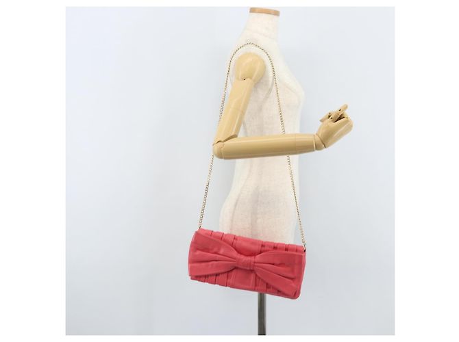 VALENTINO Borsa a Spalla con Catena Pelle Rosa Oro Auth mr2223 D'oro - vista 24