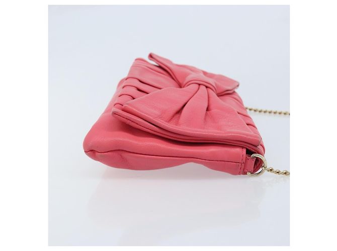VALENTINO Borsa a Spalla con Catena Pelle Rosa Oro Auth mr2223 D'oro - vista 3