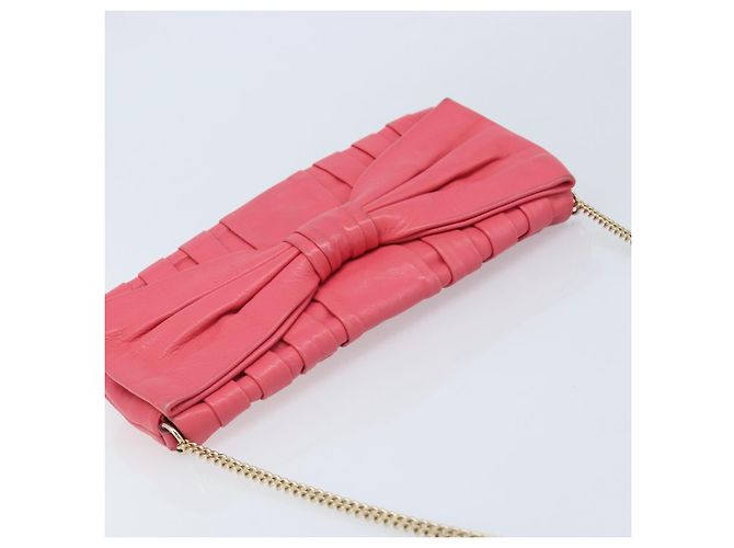 VALENTINO Borsa a Spalla con Catena Pelle Rosa Oro Auth mr2223 D'oro - vista 6