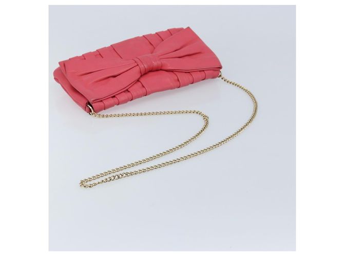 VALENTINO Borsa a Spalla con Catena Pelle Rosa Oro Auth mr2223 D'oro - vista 7