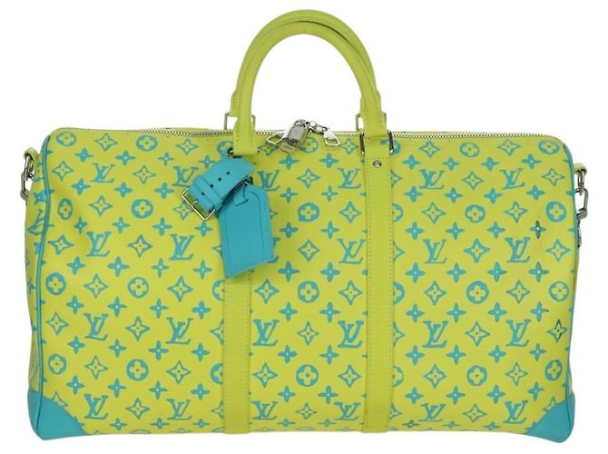 LOUIS VUITTON Borsa Keepall Bandoulière 50 Playground Gialla M21869 Auth AMZ519SM Giallo - vista 13