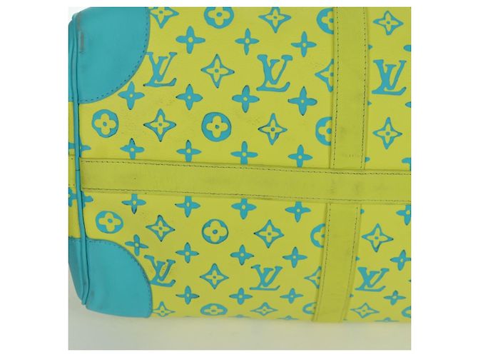 LOUIS VUITTON Borsa Keepall Bandoulière 50 Playground Gialla M21869 Auth AMZ519SM Giallo - vista 19