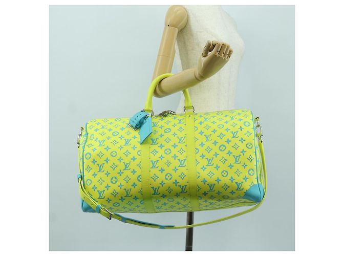 LOUIS VUITTON Borsa Keepall Bandoulière 50 Playground Gialla M21869 Auth AMZ519SM Giallo - vista 32