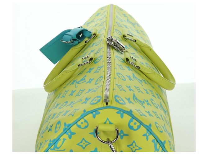 LOUIS VUITTON Borsa Keepall Bandoulière 50 Playground Gialla M21869 Auth AMZ519SM Giallo - vista 6