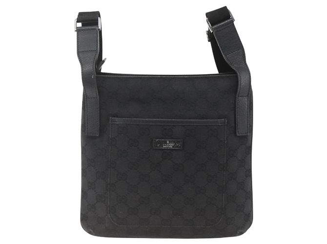 Borsa a Spalla GG Canvas Gucci Nera Argento 122793 Auth BAZ206A Nero - vista 13