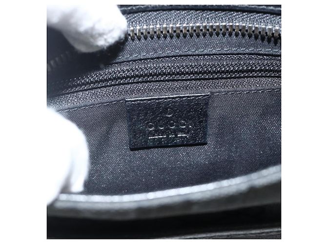 Borsa a Spalla GG Canvas Gucci Nera Argento 122793 Auth BAZ206A Nero - vista 17