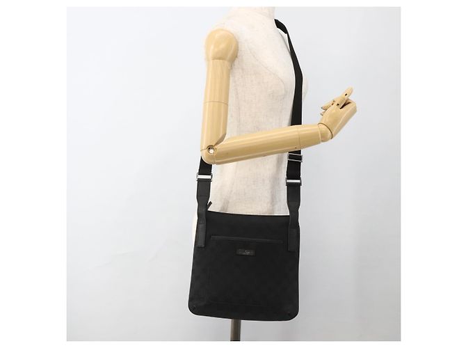 Borsa a Spalla GG Canvas Gucci Nera Argento 122793 Auth BAZ206A Nero - vista 23