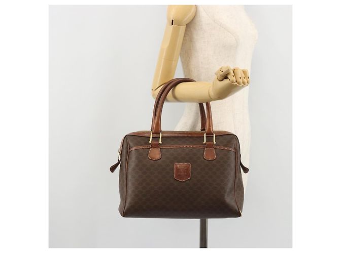 Céline Borsa Boston in tela Macadam CELINE in pelle PVC marrone oro Auth BA11759 D'oro - vista 24