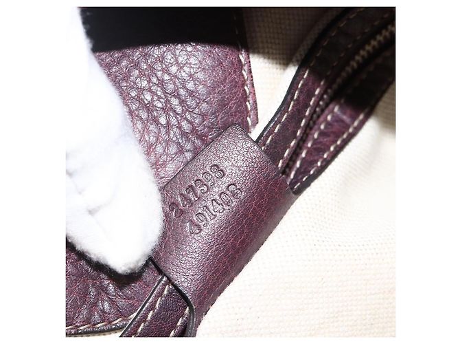 Borsa a Spalla in Pelle Rosso Vino GUCCI Argento 247393 Auth ka3554 Bordò - vista 12