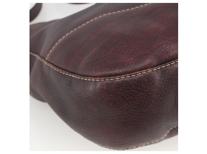 Borsa a Spalla in Pelle Rosso Vino GUCCI Argento 247393 Auth ka3554 Bordò - vista 14