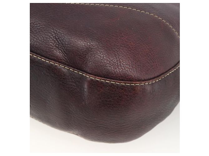 Borsa a Spalla in Pelle Rosso Vino GUCCI Argento 247393 Auth ka3554 Bordò - vista 15