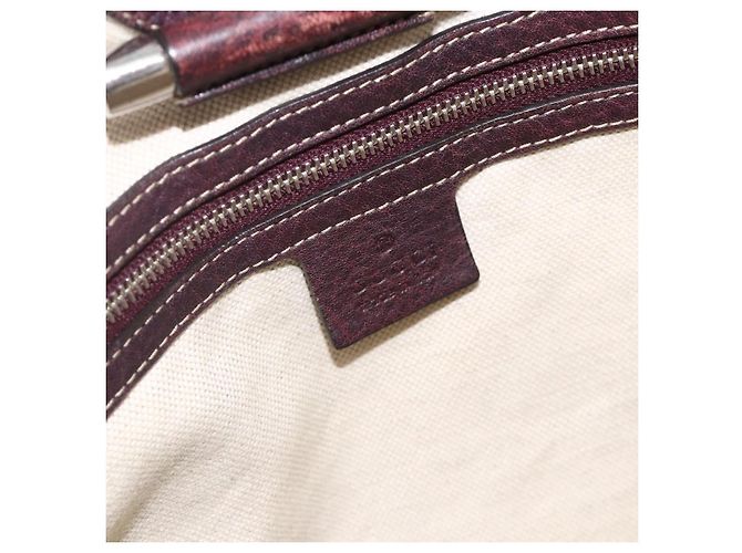 Borsa a Spalla in Pelle Rosso Vino GUCCI Argento 247393 Auth ka3554 Bordò - vista 17