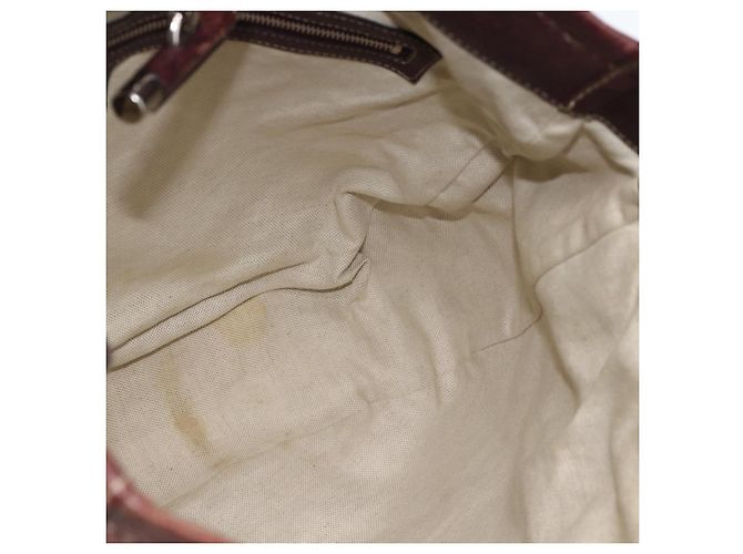 Borsa a Spalla in Pelle Rosso Vino GUCCI Argento 247393 Auth ka3554 Bordò - vista 18
