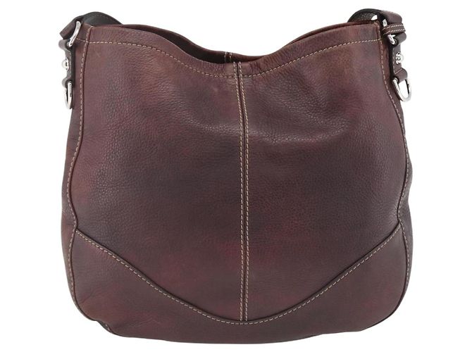 Borsa a Spalla in Pelle Rosso Vino GUCCI Argento 247393 Auth ka3554 Bordò - vista 2