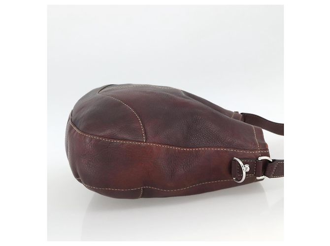 Borsa a Spalla in Pelle Rosso Vino GUCCI Argento 247393 Auth ka3554 Bordò - vista 4
