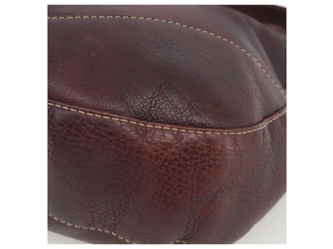 Borsa a Spalla in Pelle Rosso Vino GUCCI Argento 247393 Auth ka3554 Bordò - vista 9