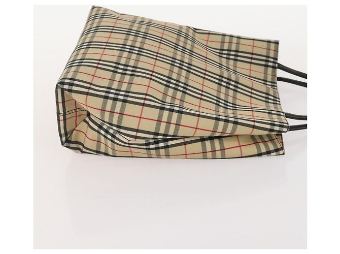 Bolsa de mão Burberrys Hermes Nova Check em lona nylon 4 peças Bege Cinza Auth BAZ311 Marrom - vista 11
